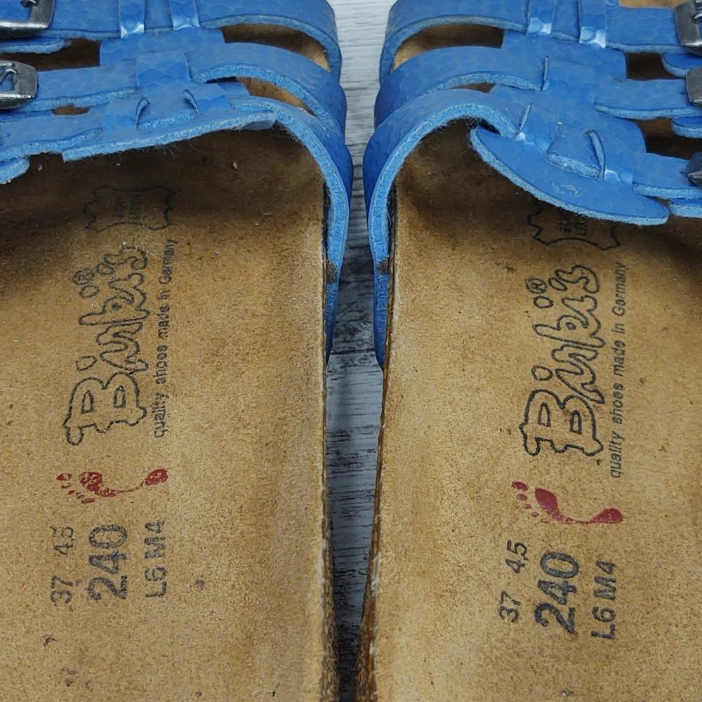 🟦Sz 37 Like New Birkenstock Blue Triple Strap Slide Sandal - Picture 11 of 16